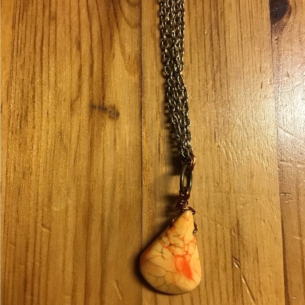 Orange agate stone necklace